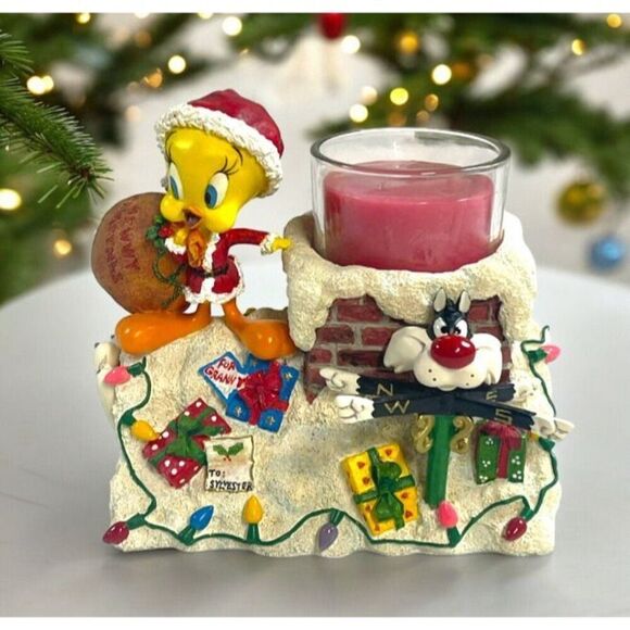 Danbury Mint Looney Tunes Tweety's Christmas Candle Holder4.5” Chwistmas NEW